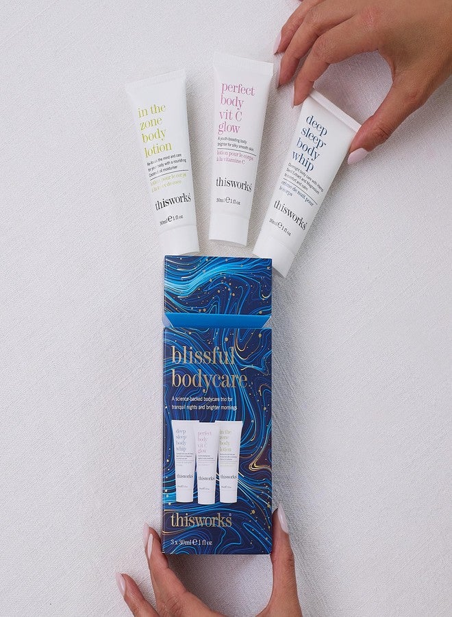 مجموعة العناية بالجسم من ذيس وركس - كريم الجسم ديب سليب، كريم الجسم بيرفكت بودي فيت سي جلو، لوشن الجسم إن ذا زون (30 مل لكل منها) - مرطبات بحجم مناسب للسفر - Image 4